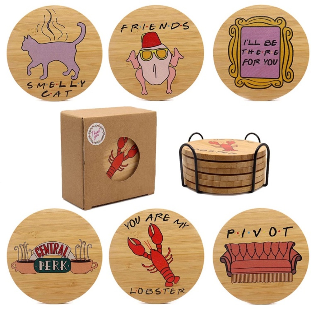 Friends Bamboo Coasters Set of 6 ☕️💕